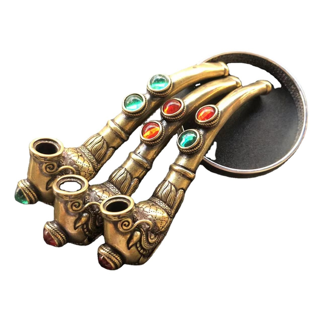 Dragon Head Antique Brass Sherlock Pipe