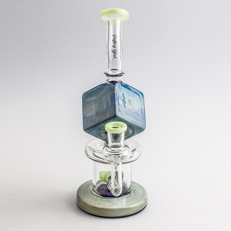 8.5 Blue Cube Glass Dab Rig w/ Lookah Q7 Electric Dab Nail