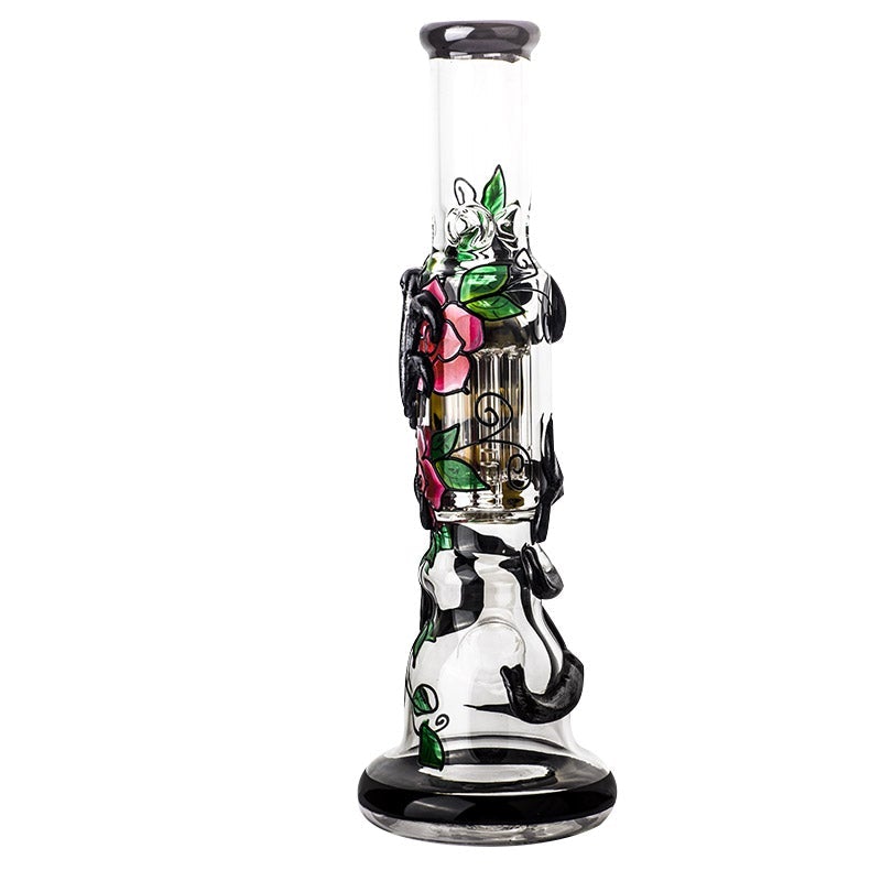 12 Skull Pattern Novelty Glass Bong