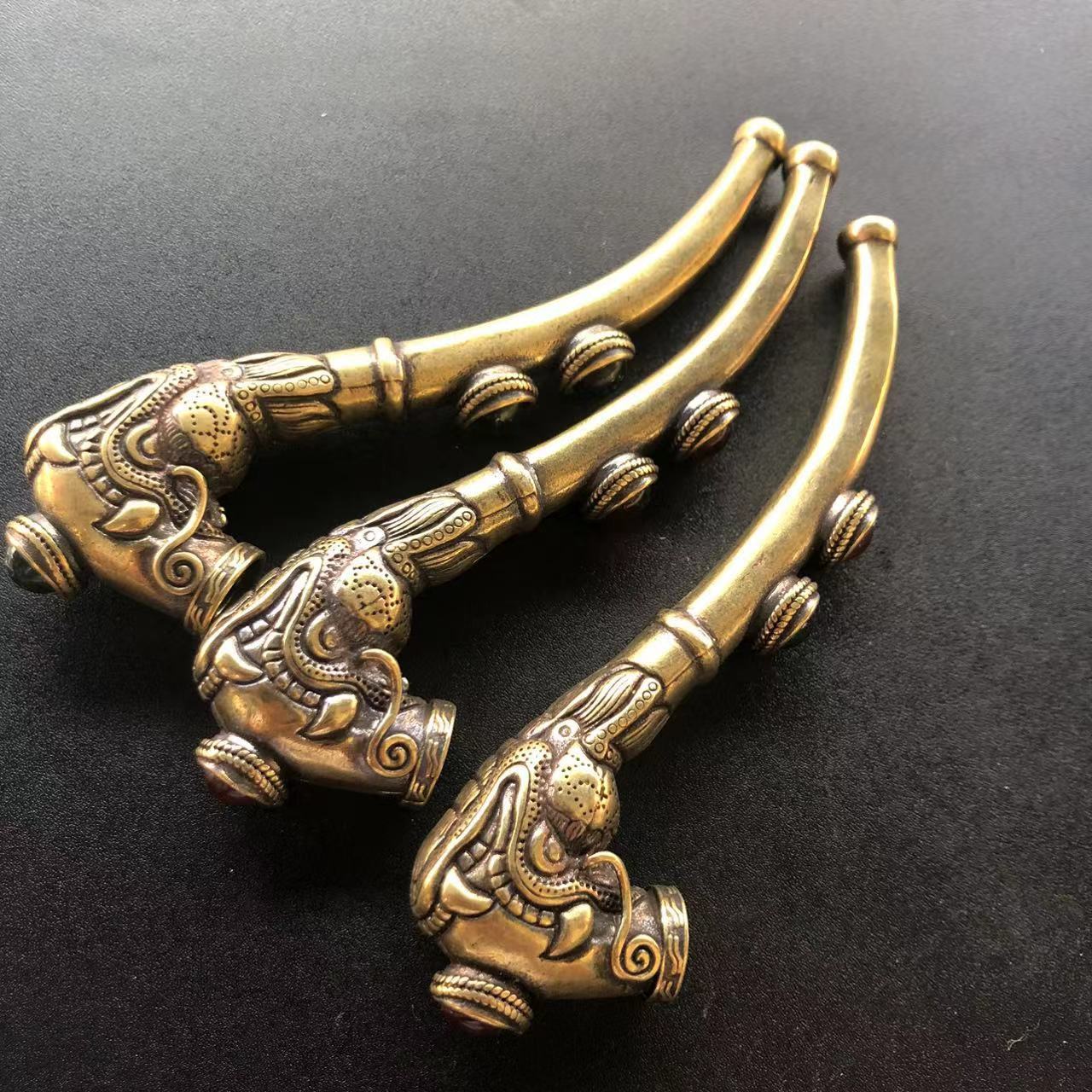 Dragon Head Antique Brass Sherlock Pipe