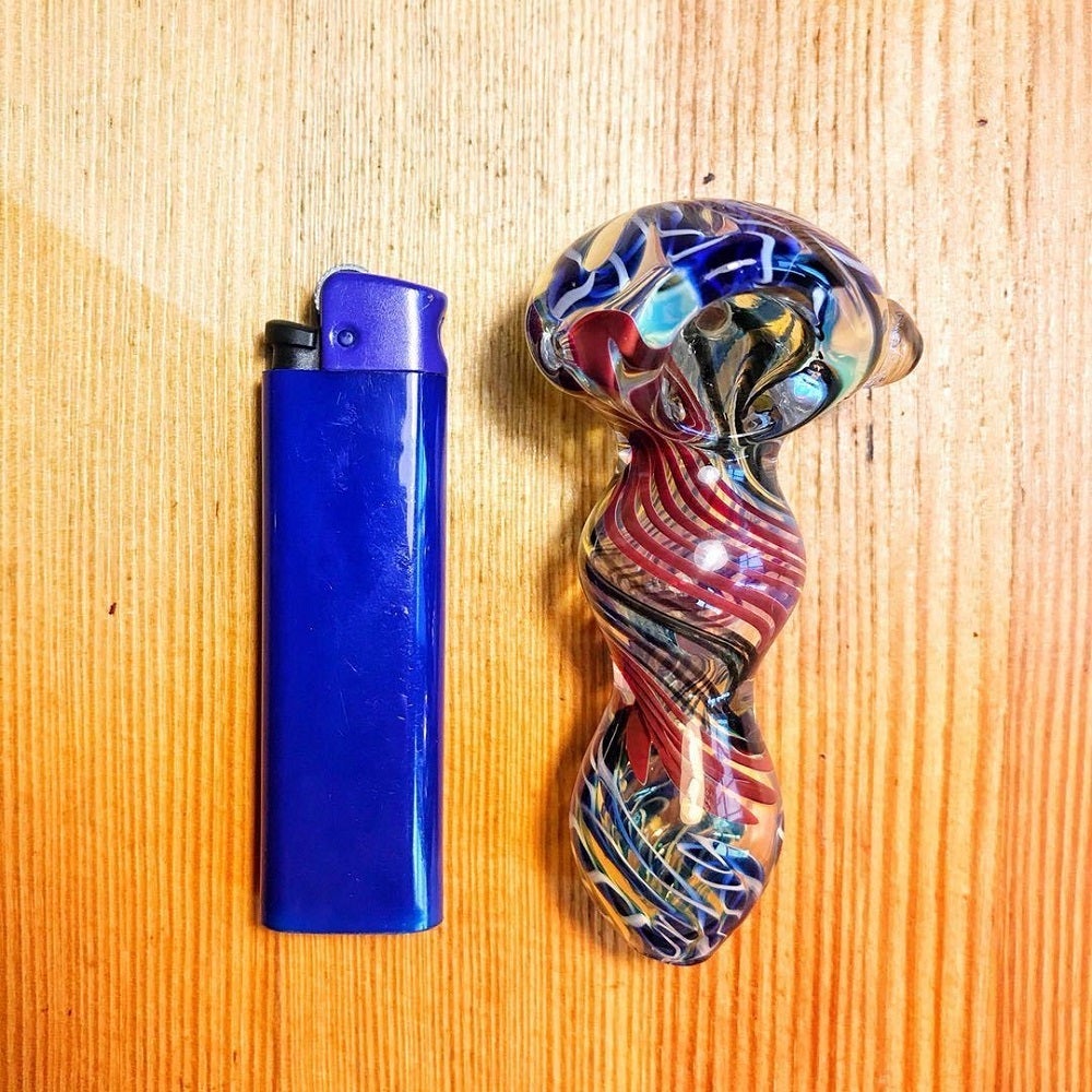 Mini Spiral Glass Spoon Pipe w/ Maria Rings - PuffingBird AU