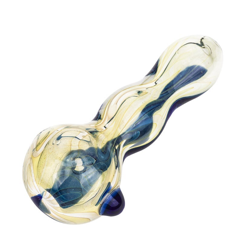 Glass Spoon Pipe w/ Blue Stripe