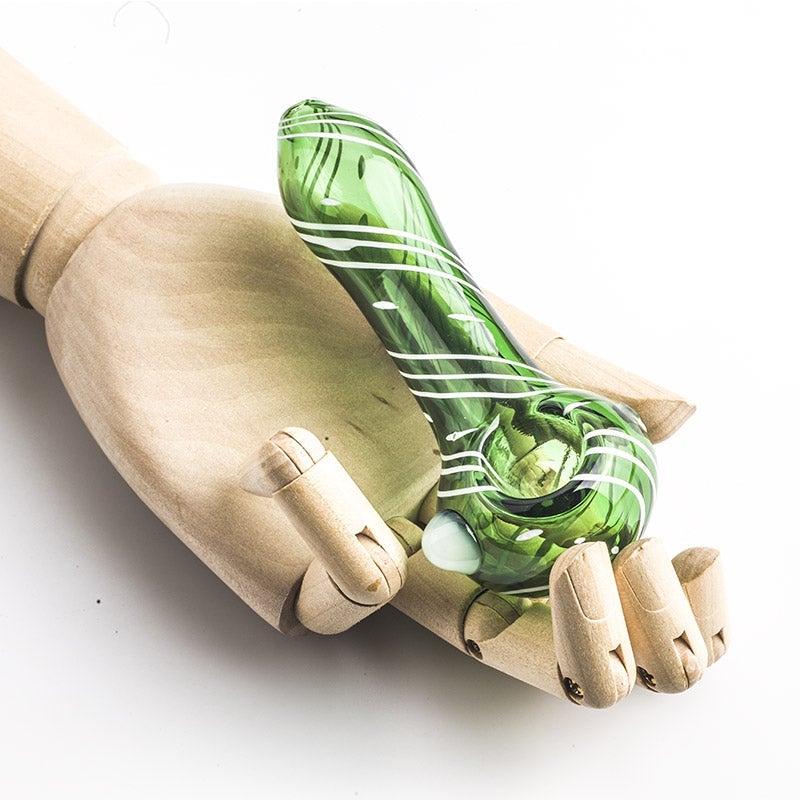 Green Glass Pipe w/ White Marble