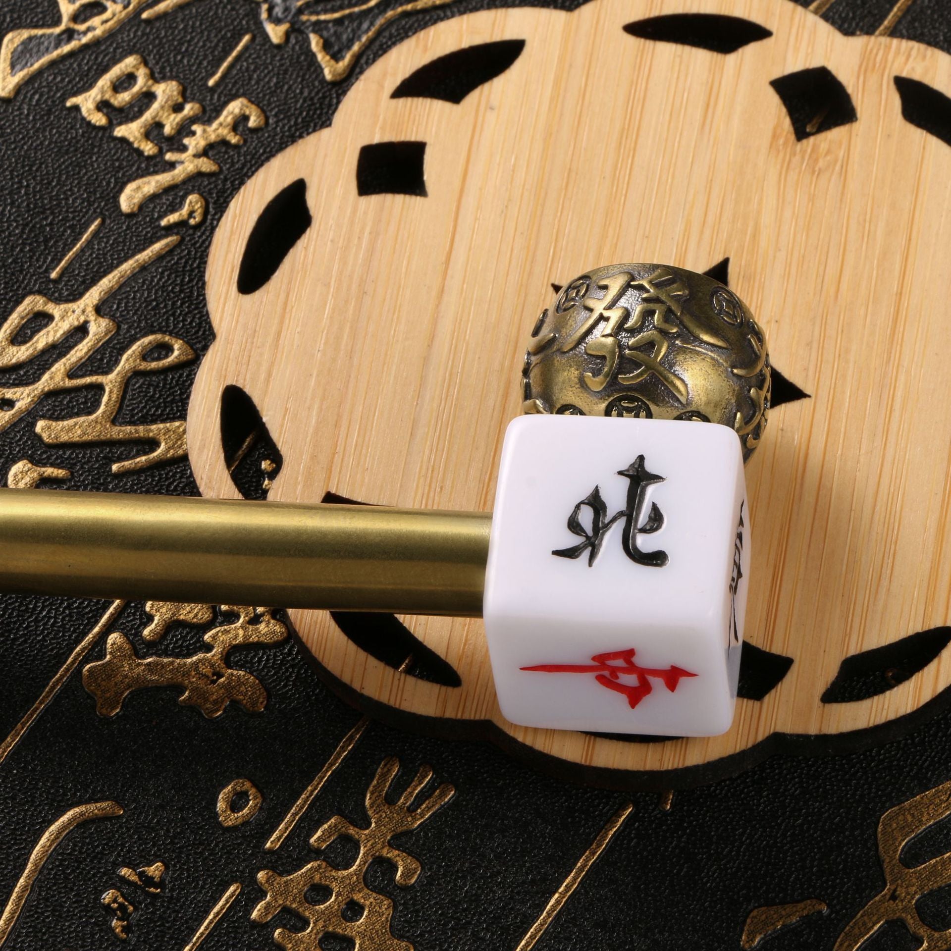 Mahjong Character Brass Smoking Pipe