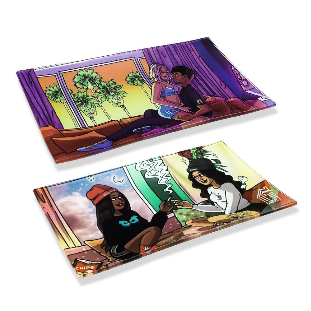 New Lady Anti Falling Glass Cigarette Rolling Tray