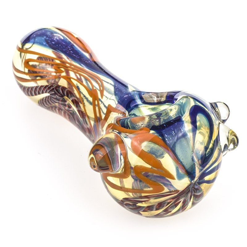 Spiral Fumed Glass Spoon Pipe w/ Marbles