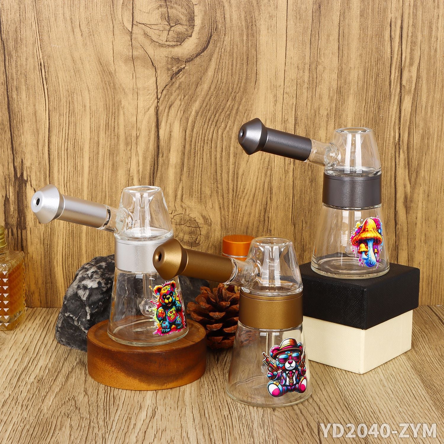 3.94“ Mini Glass Beaker Bong with Gift Box