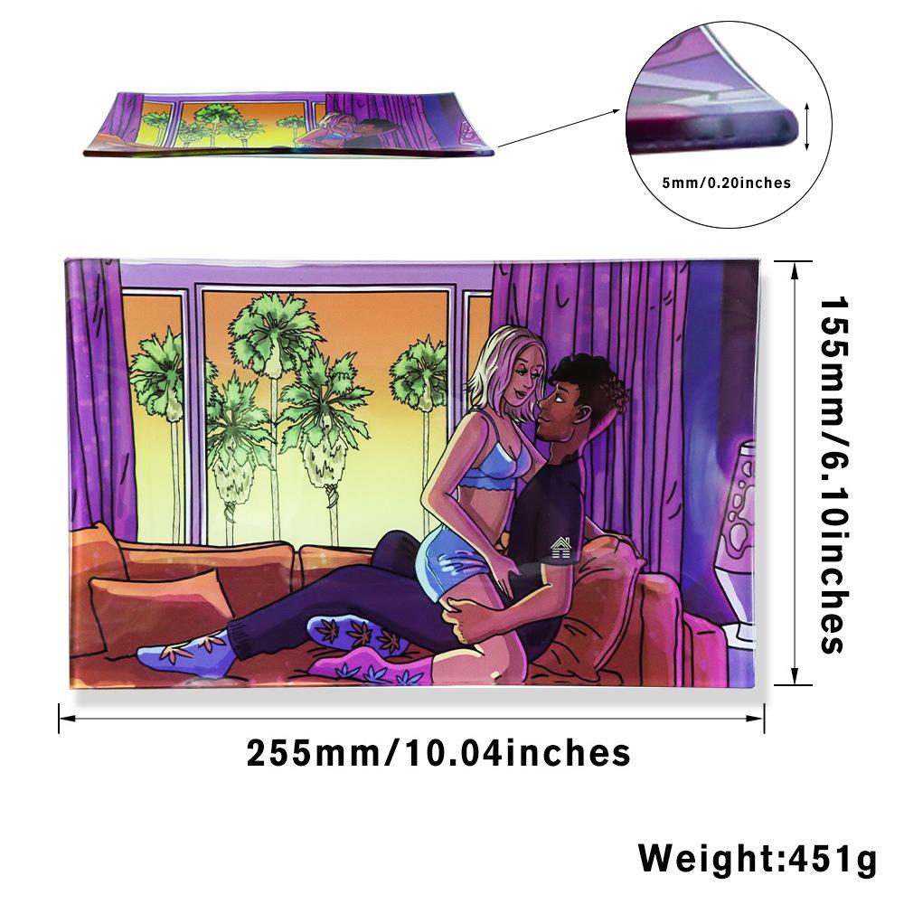 New Lady Anti Falling Glass Cigarette Rolling Tray