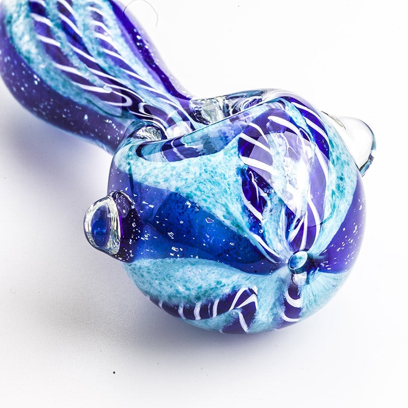 Blue Cube Glass Dab Rig w/ Two Tone Glass Pipe Set