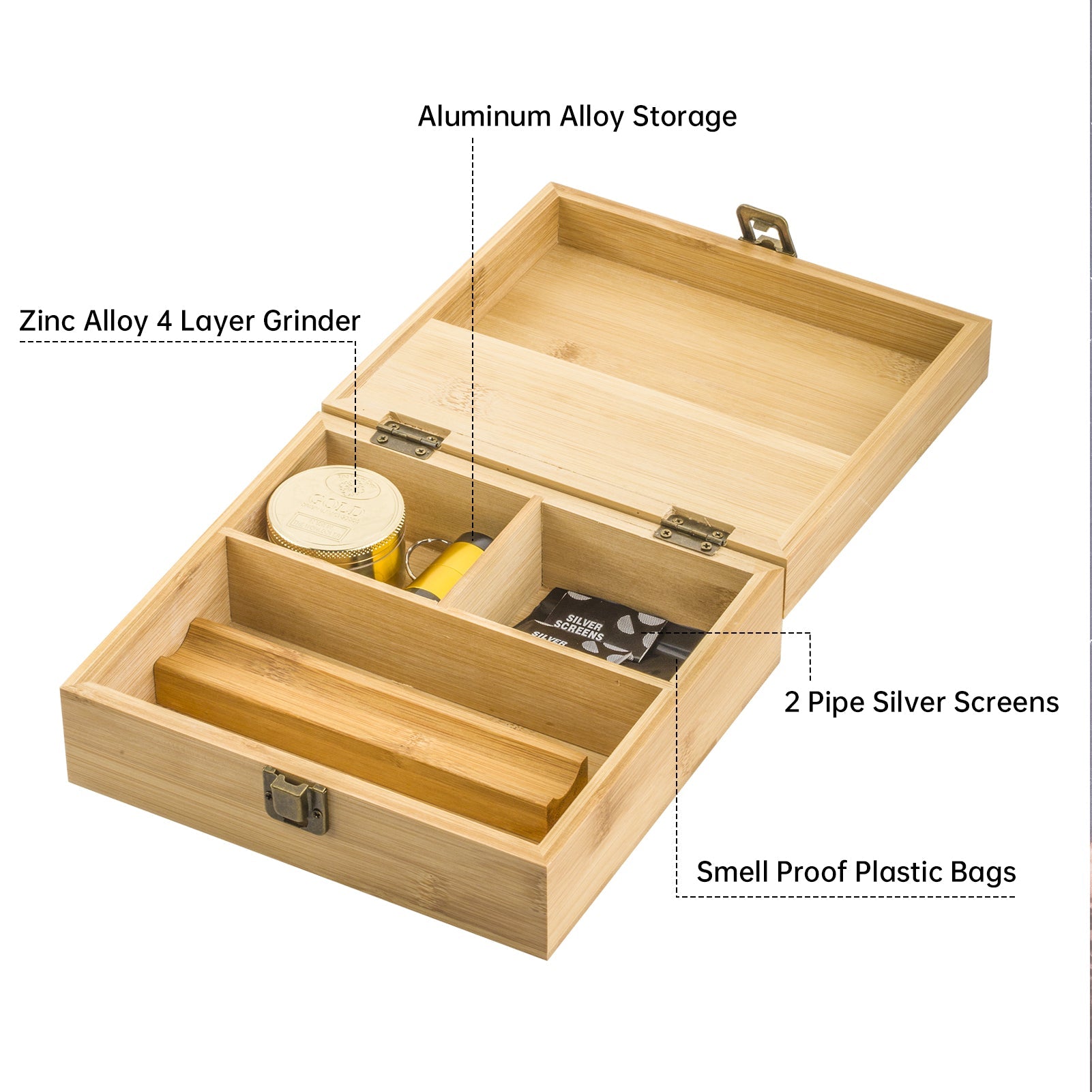 PUFFING BIRD Large Wooden Stash Box Combo Kit with Lock