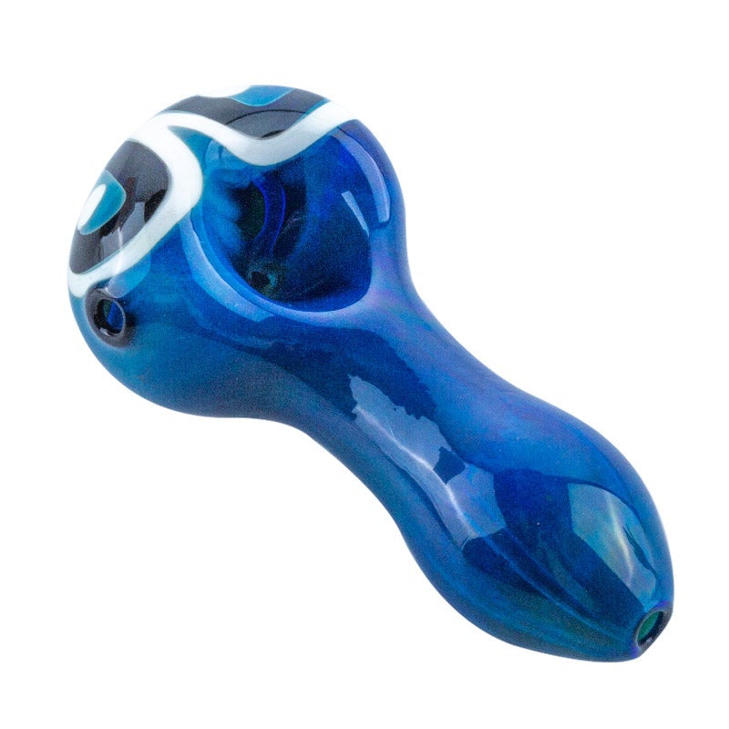 Blue Stripe Pattern Glass Weed Pipe