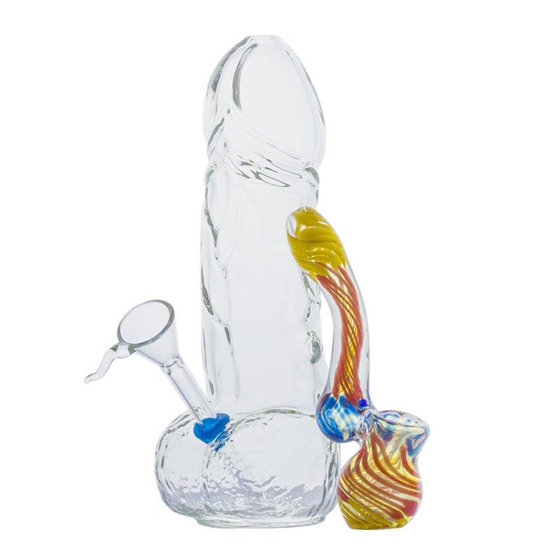 Penis Novelty Bong and Spiral Color Sherlock Bubbler Set
