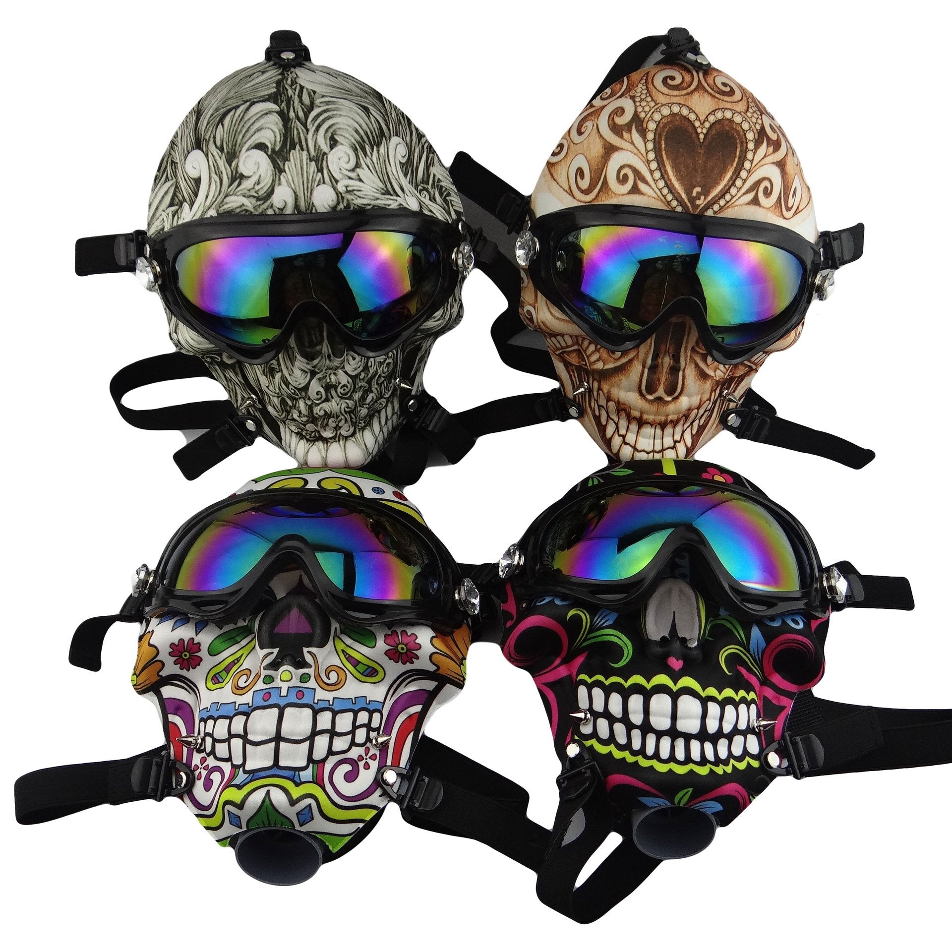 Novel Skull Fabric Gas Mask Bong w/ Bent Water Pipe
