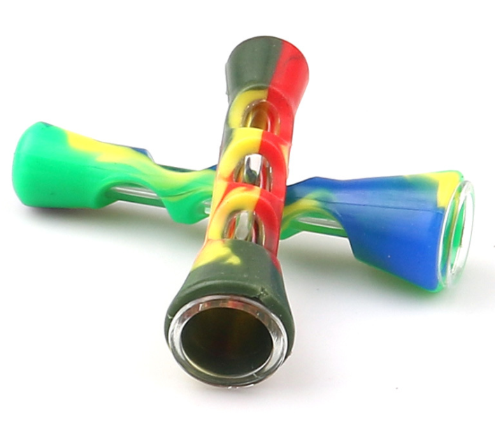 Glass Chillum Pipe w/ Silicone Sleeve