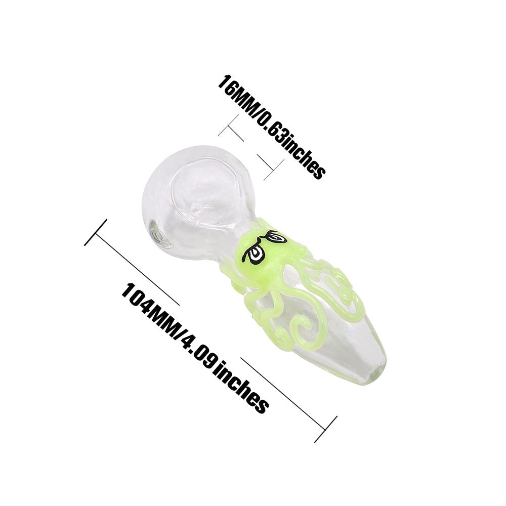 Glow-In-The-Dark Octopus Glass Pipe