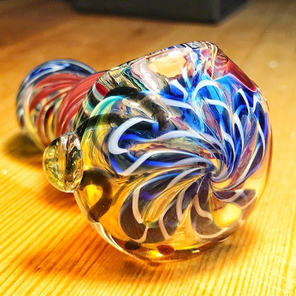 Mini Spiral Glass Spoon Pipe w/ Maria Rings - PuffingBird AU