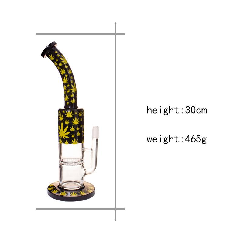 12 Weed Pattern Tilt-Neck Bong W/ Honeycomb Perc