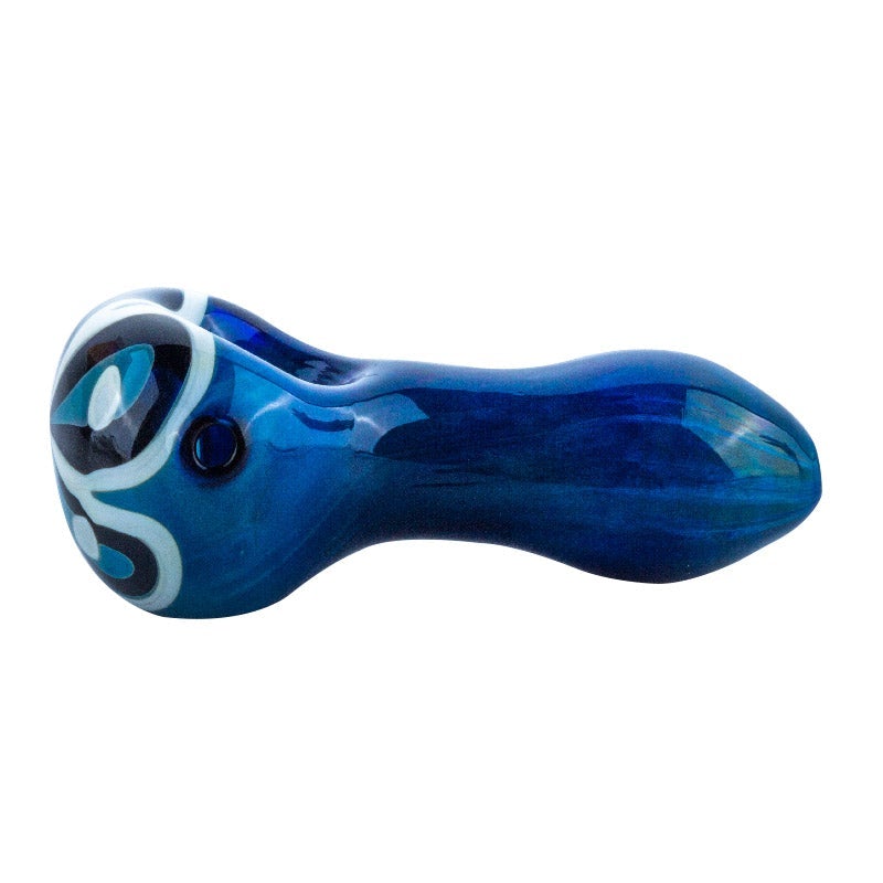 Blue Stripe Pattern Glass Weed Pipe