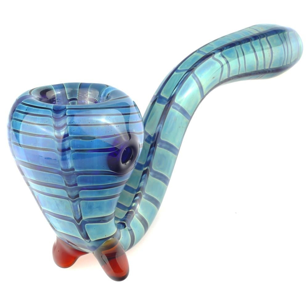Blue Cube Glass Dab Rig w/ Blue Wrap Sherlock Pipe Set