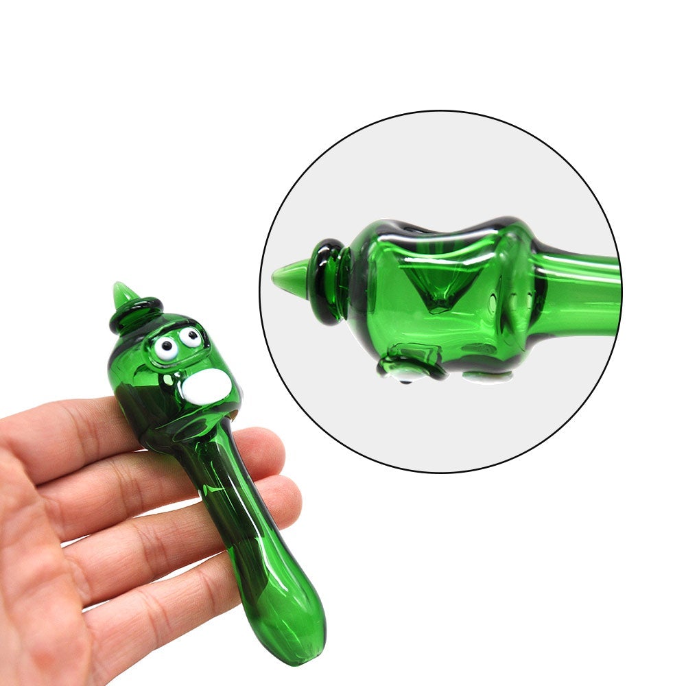 Green Face Glass Spoon Pipe