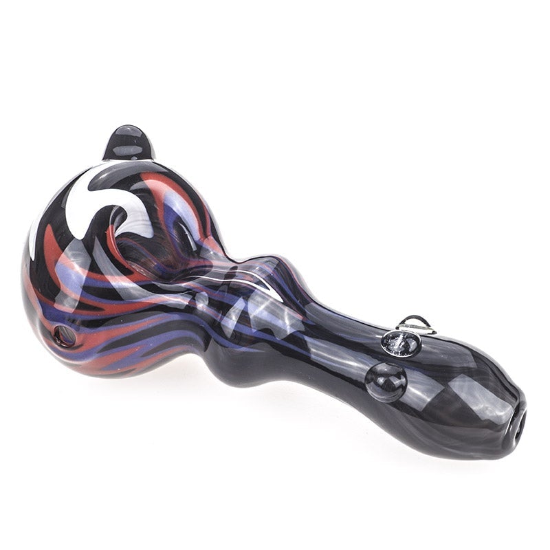 Zigzag Pattern Glass Pipe w/ Marbles
