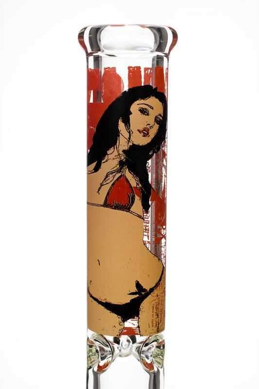 14 sexy girl cartoon heavy glass beaker water bong