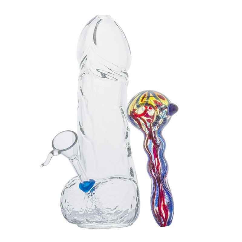 Penis Novelty Bong and Fumed Glass Milli Spoon Pipe Set
