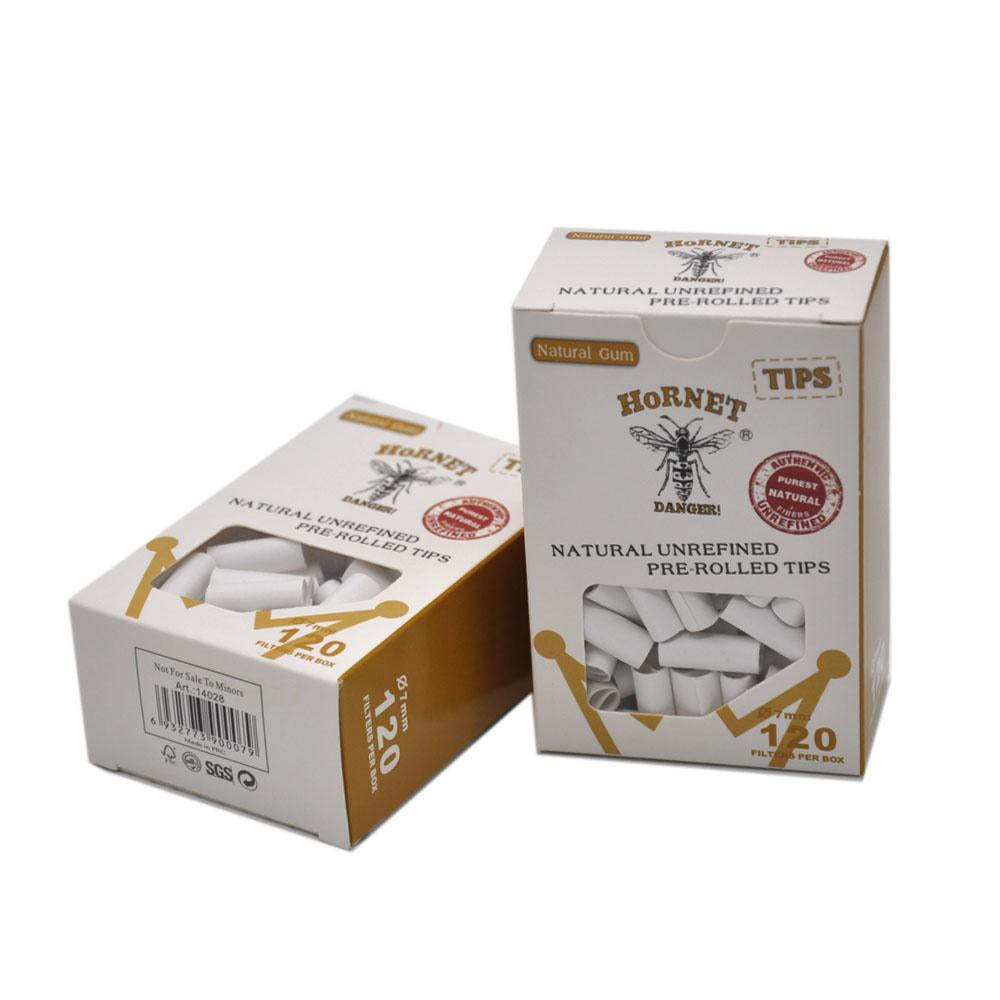 Natural Unrefined Rolling Paper Filter Tips - 7mm Pre-Rolled Tips (120 White Tips)
