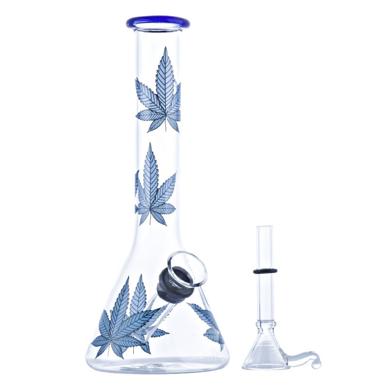 8 Marijuana Leaf Glass Beaker Bong