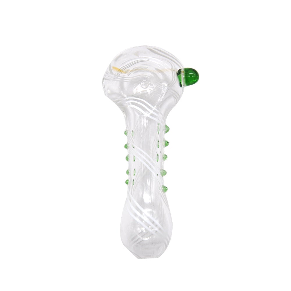 Clear Glass Spoon Pipe w/ White Lines