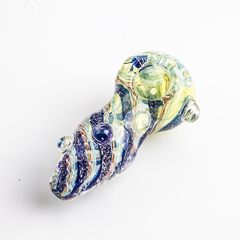 Twisted Glass Pipe with Marbles