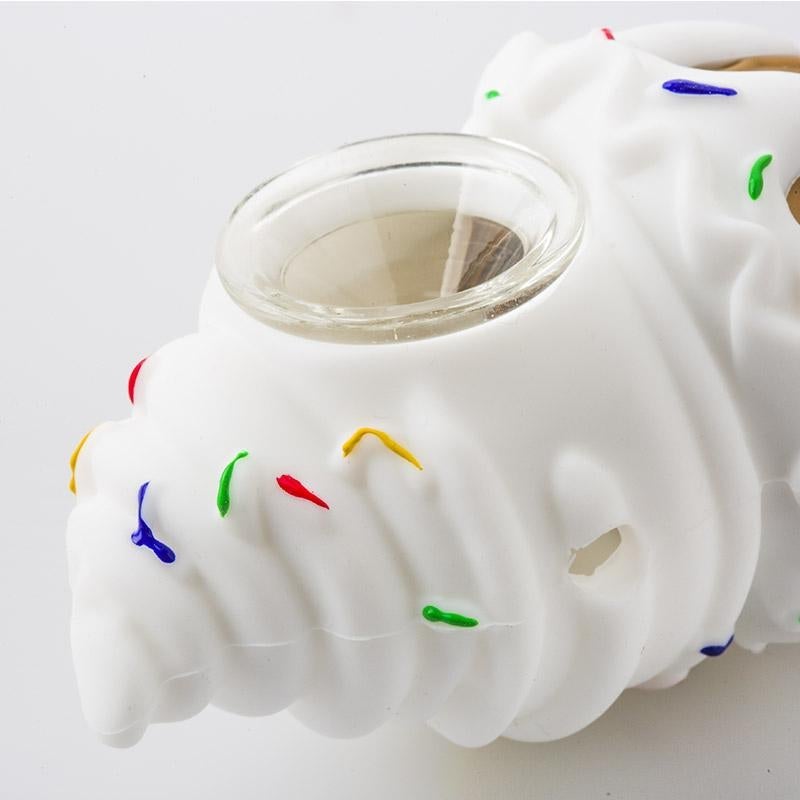 Ice Cream Silicone Pipe w/ Spiral Color Sherlock Bubbler Set