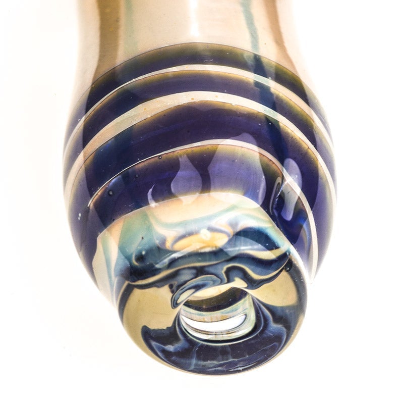 Glass Spoon Pipe w/ Blue Strips