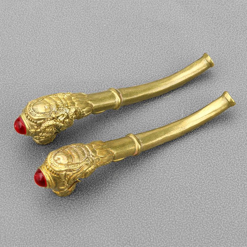 Brass Gemstone Inlaid Sherlock Pipe