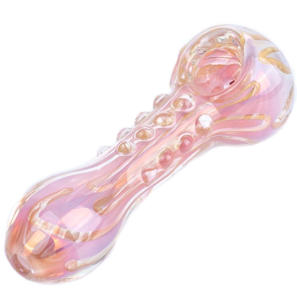 Spiral Glass Spoon Pipe and Pink Girly Fumed Glass Pipe Set