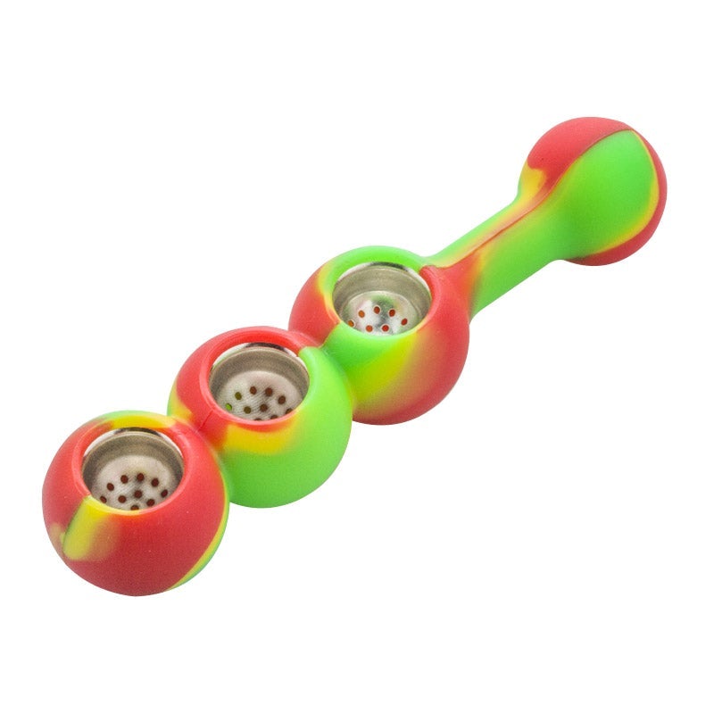 Silicone Triple Bowl Pipe (Random Color)