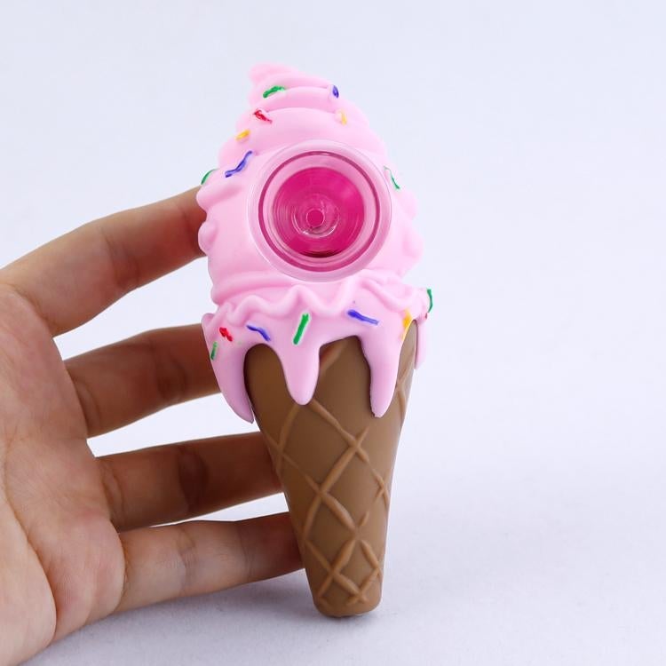 Ice Cream Pipe (Pink) w/ Hamburger Herb Grinder Set