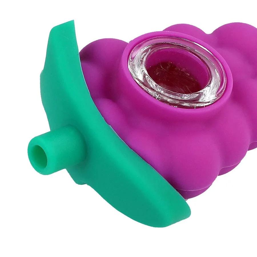 Grape Silicone Pipe with Glass Bowl