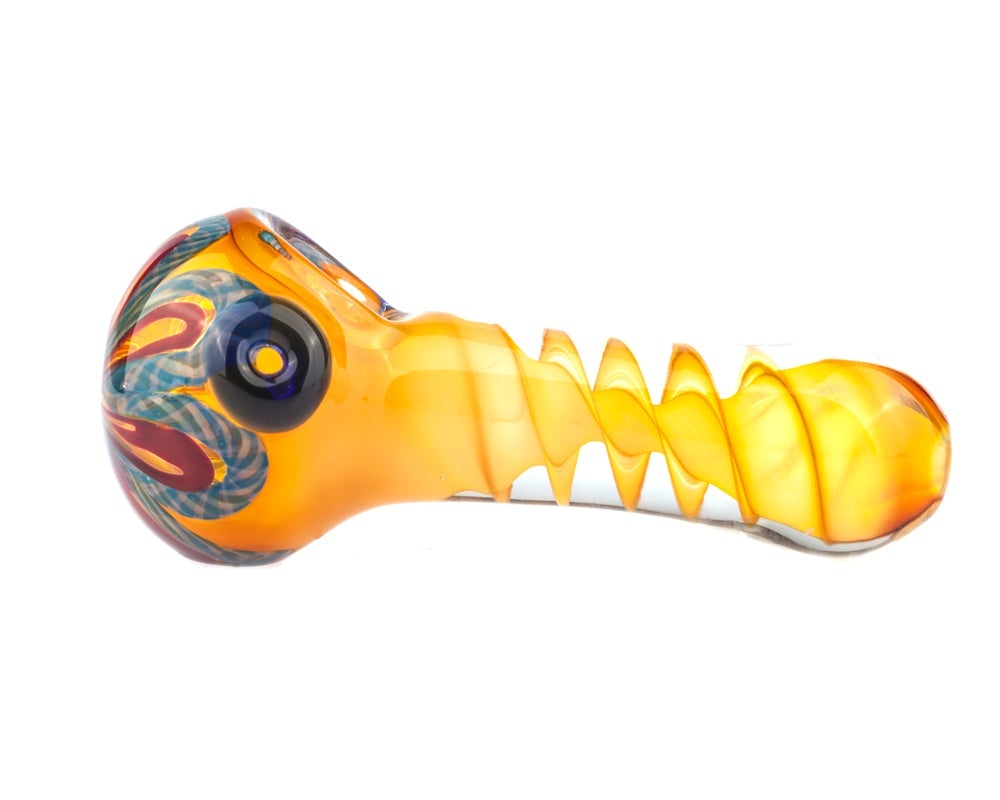 Fumed Milli Scheme Spiral Inside-out Glass Spoon Pipe