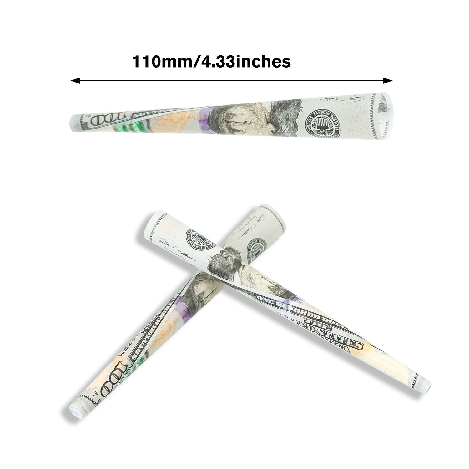Dollar Bill Design Pre-Rolled Cones - Pack of 72