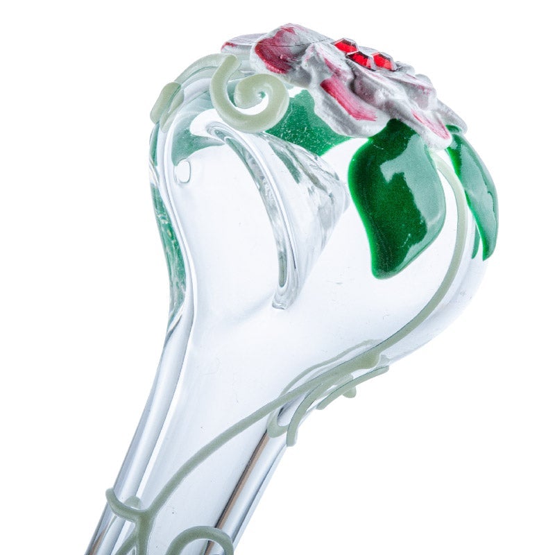 Lotus Pattern Glow-In-The-Dark Glass Pipe