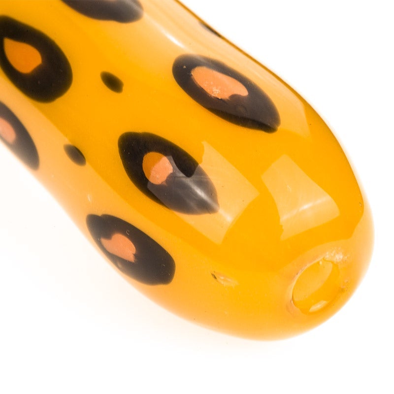 Yellow Glass Pipe with Leopard Print