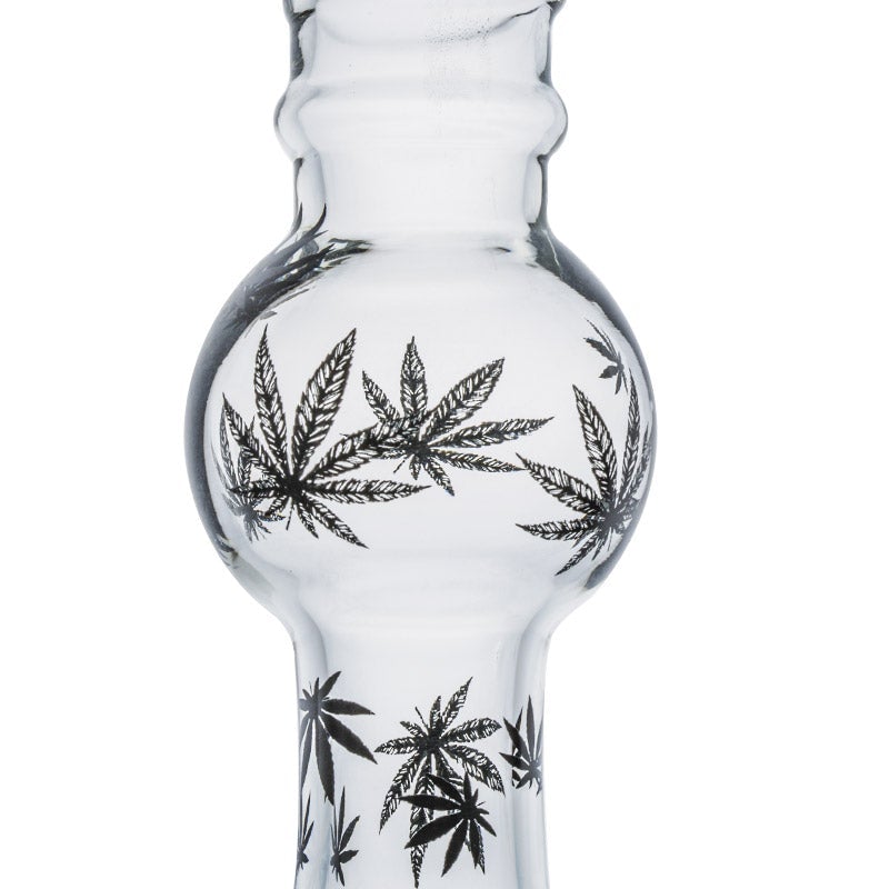 11 Printed Leaf Double Bowls Glass Bong
