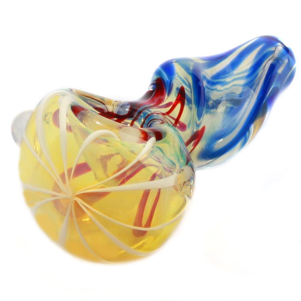 Mini Fumed Glass Skinny Spoon w/ Swirl Pattern