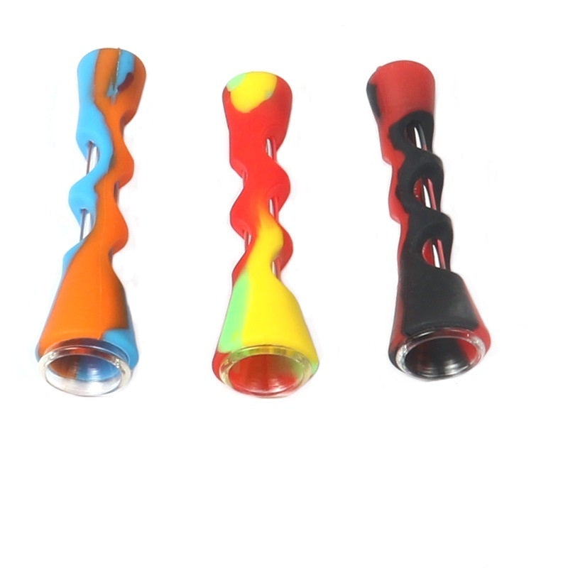 Glass Chillum Pipe w/ Silicone Sleeve