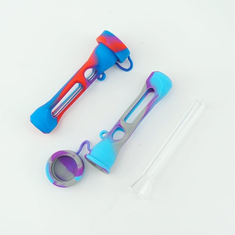 Glass Chillum w/ Silicone Sleeve (Random Color)
