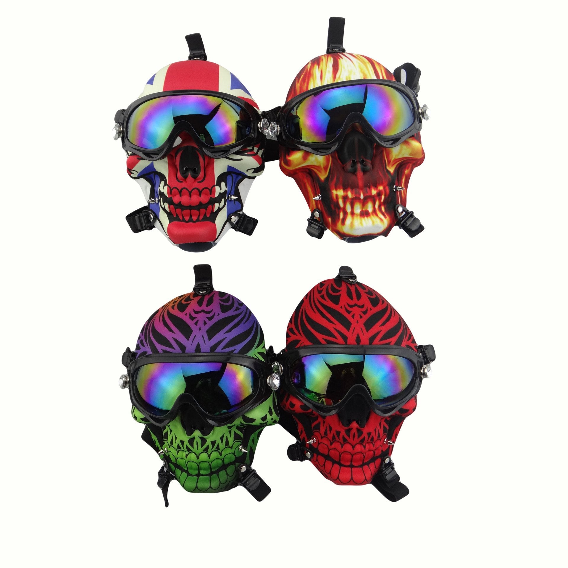 Skull Fabric Gas Mask Bong Shades w/ Bent Water Pipe