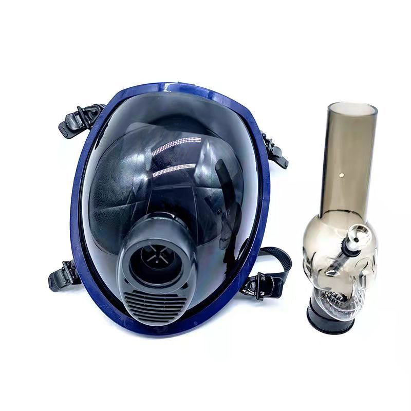 Full Face Black Shield Gas Mask Bong w/ Water Pipe