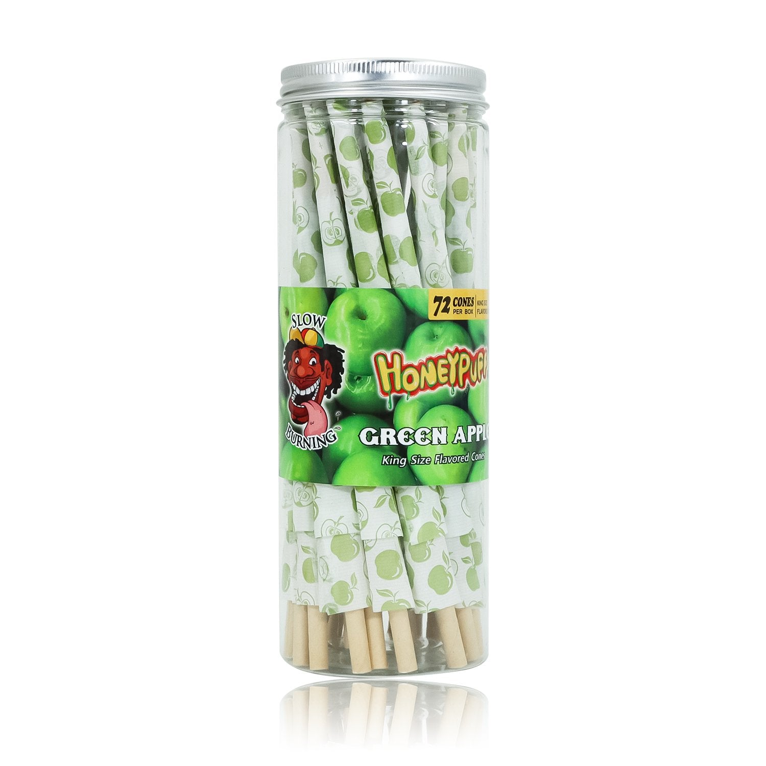 HoneyPuff King Size Green Apple Rolling Cones - 72 Count Textured Paper