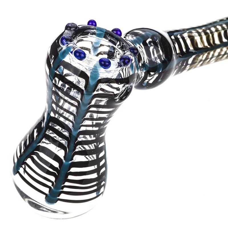 Black and Blue Net Glass Hammer Bubbler